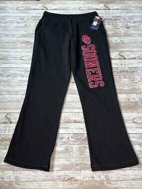 Oklahoma Sooners Women's Sweatpants sz Large Open Bottom Black Fanatics HR